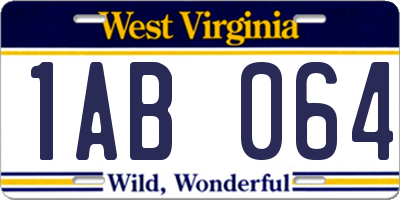 WV license plate 1AB064