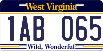 WV license plate 1AB065