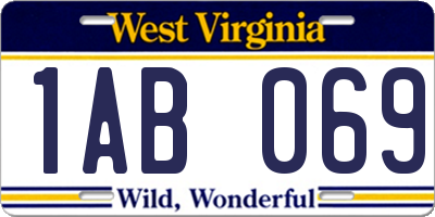 WV license plate 1AB069