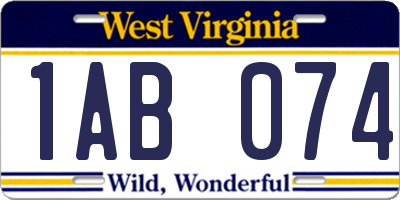 WV license plate 1AB074