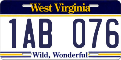 WV license plate 1AB076