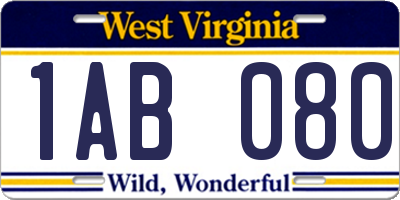 WV license plate 1AB080