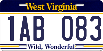 WV license plate 1AB083