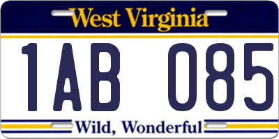 WV license plate 1AB085