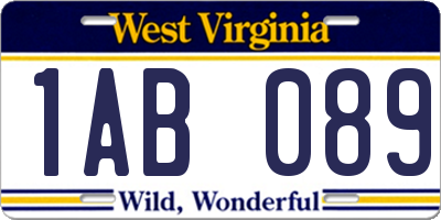 WV license plate 1AB089