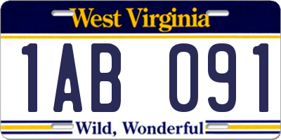 WV license plate 1AB091