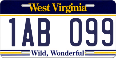 WV license plate 1AB099