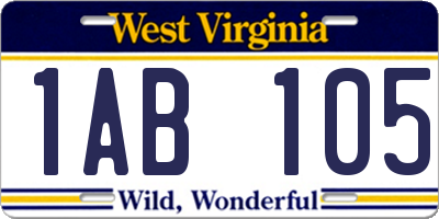 WV license plate 1AB105