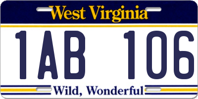 WV license plate 1AB106