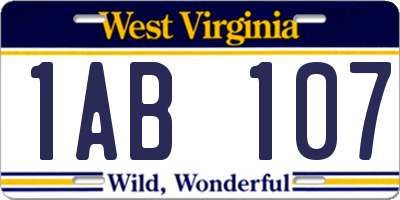 WV license plate 1AB107