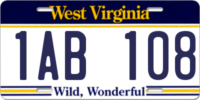 WV license plate 1AB108