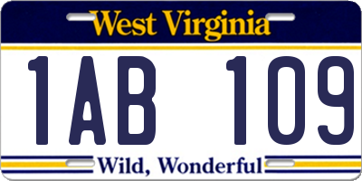 WV license plate 1AB109