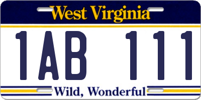 WV license plate 1AB111