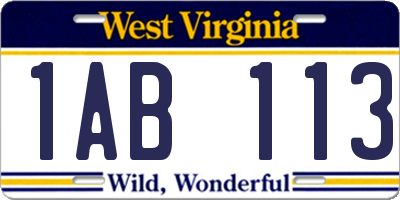 WV license plate 1AB113