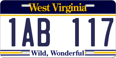 WV license plate 1AB117