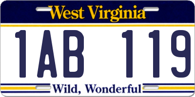 WV license plate 1AB119