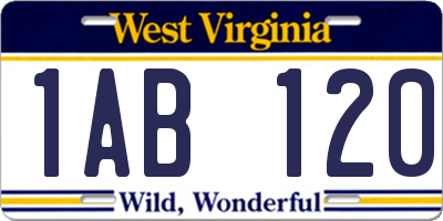 WV license plate 1AB120