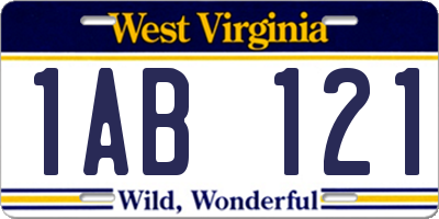 WV license plate 1AB121