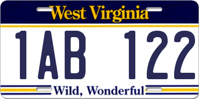 WV license plate 1AB122