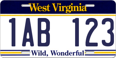 WV license plate 1AB123