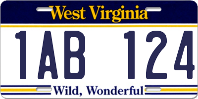 WV license plate 1AB124