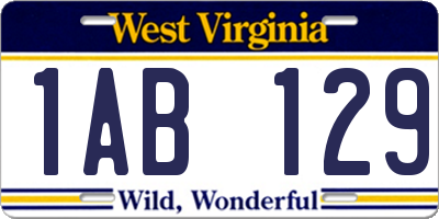 WV license plate 1AB129
