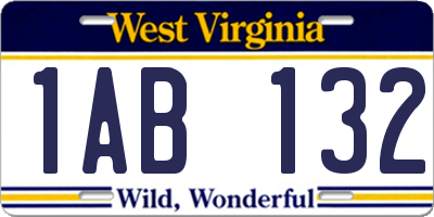 WV license plate 1AB132