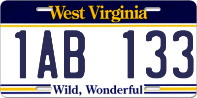 WV license plate 1AB133