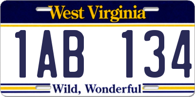 WV license plate 1AB134