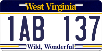 WV license plate 1AB137