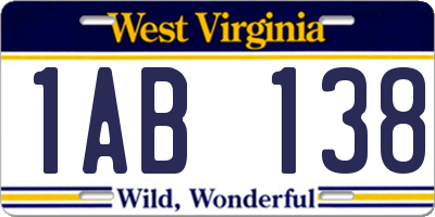WV license plate 1AB138