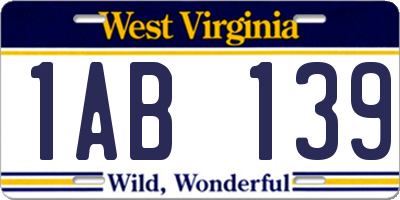 WV license plate 1AB139