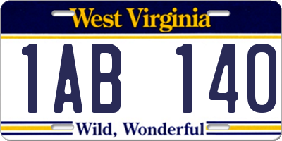 WV license plate 1AB140