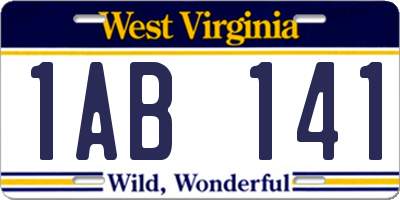 WV license plate 1AB141