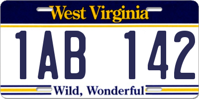 WV license plate 1AB142