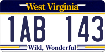 WV license plate 1AB143