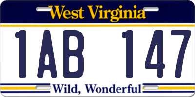 WV license plate 1AB147