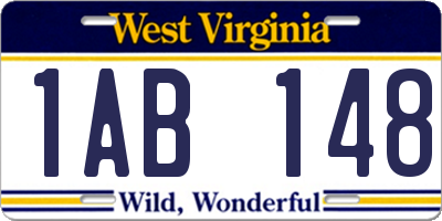 WV license plate 1AB148