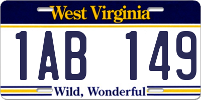 WV license plate 1AB149