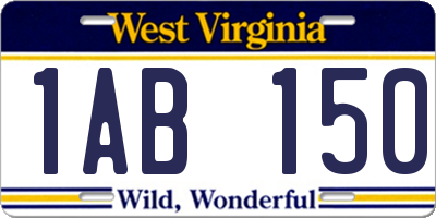 WV license plate 1AB150