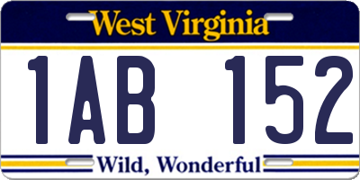 WV license plate 1AB152