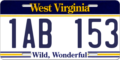 WV license plate 1AB153