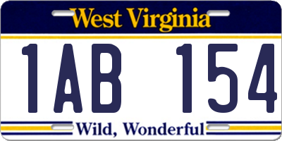 WV license plate 1AB154