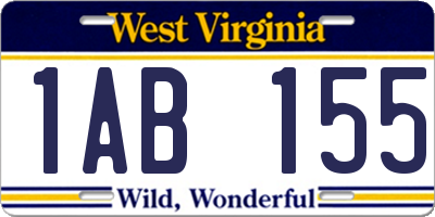 WV license plate 1AB155