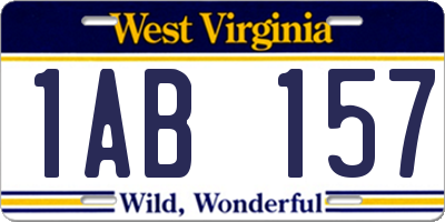 WV license plate 1AB157