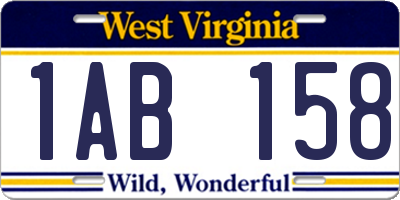 WV license plate 1AB158