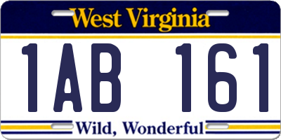 WV license plate 1AB161