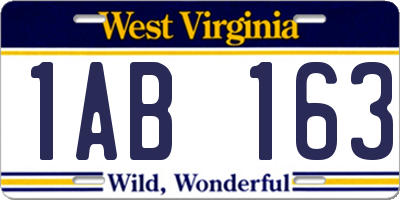 WV license plate 1AB163