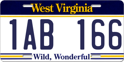 WV license plate 1AB166