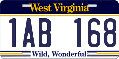 WV license plate 1AB168